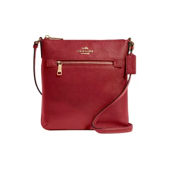 COACH Rowan Cross Grain Leather Document Bag, Shoulder Bag, Crossbody Bag Mini Women's Red