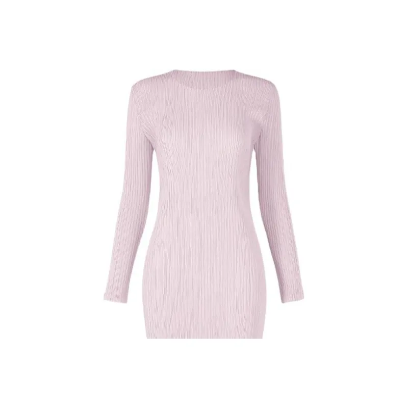 ISSEY MIYAKE Long Sleeved Dress Women's Light Purple-3