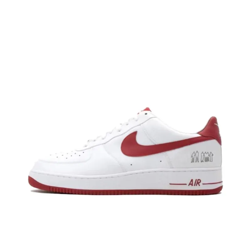 Nike Air Force 1 Lightweight And Wear resistant Low Top Skateboard Shoes Unisex White Red-0