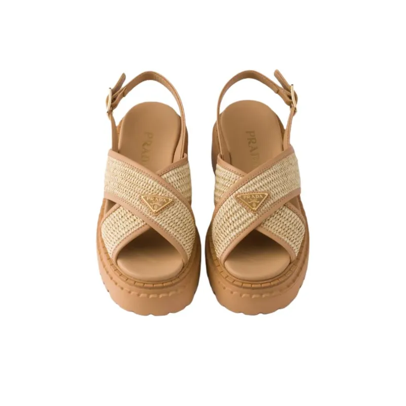 PRADA One Strap Sandals 5.5cm Women's Beige-5