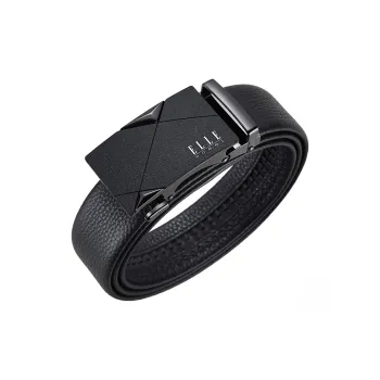 ELLE HOMME Top Grain Cow Leather Business Workplace Etiquette Elegance Belt Men's Gunmetal Width 3.5CM