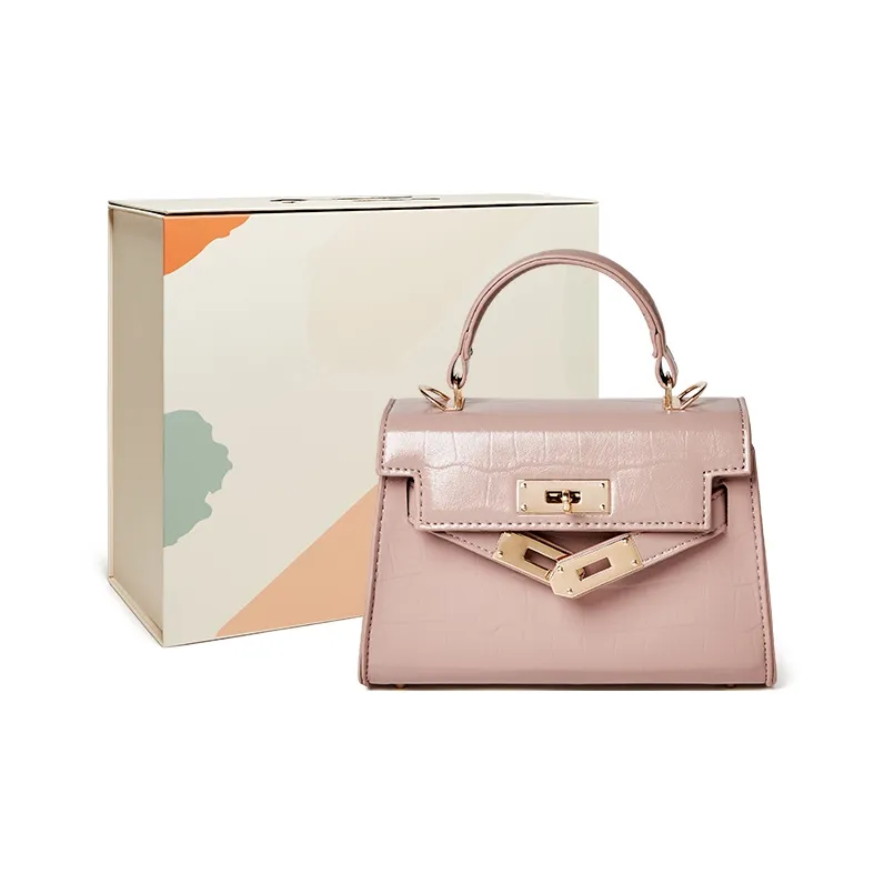 15 MINS Synthetic Leather Kelly Bag, Shoulder Bag, Crossbody Bag, Handbag Regular Women's Pink/White/Black-13