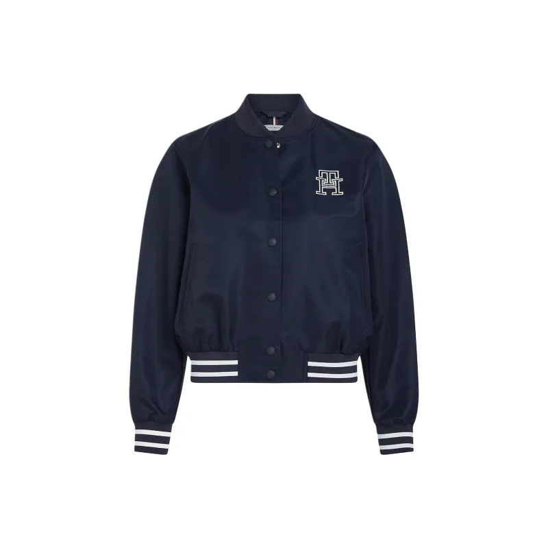 Tommy Hilfiger FW23 Varsity Monogram Bomber Jacket Jackets Desert Sky Jackets & Coats Women's Marine Blue-0