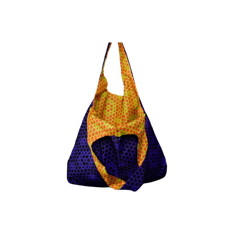 GAGA EQUIPMENT Nylon Tote Bag, Shopping Bag, Handbag, Shoulder Bag Trumpets Unisex Yellow Purple Polka Dot-0