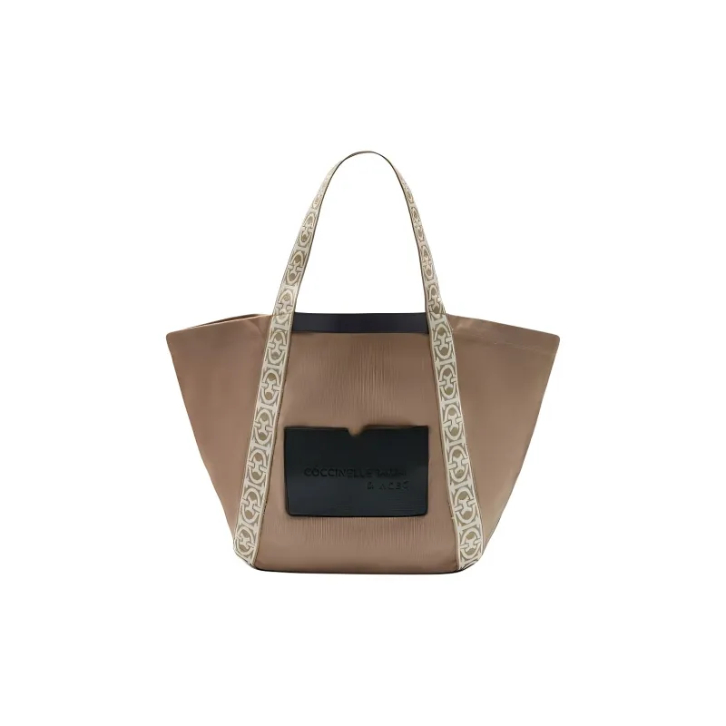 COCCINELLE Cotton Tote Bag, Shopping Bag, Shoulder Bag Women's Khaki-0