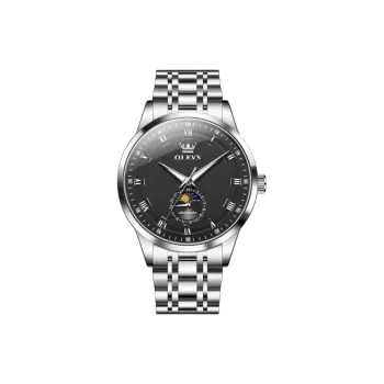 OLEVS Wisdom Series Mechanical Movement Stainless Steel Watchband Watch Men's Watches Black Dial
