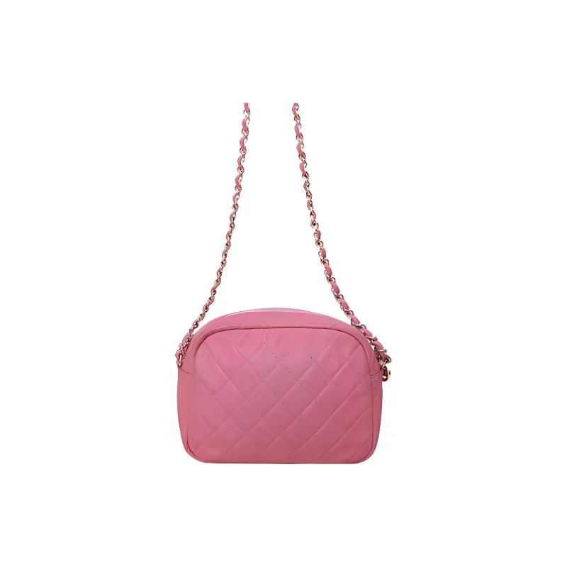 CHANEL Grain Embossed Litchi Grain Cow Leather Camera Bag, Shoulder Bag, Crossbody Bag Women's Peach Pink-2