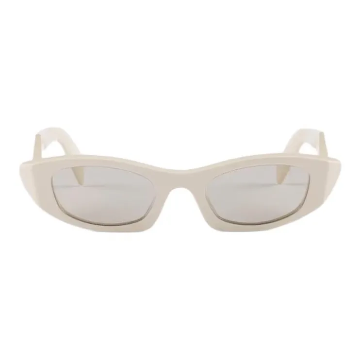 PRADA Acetate Irregular Shape Sunglasses Women's Ivory-0