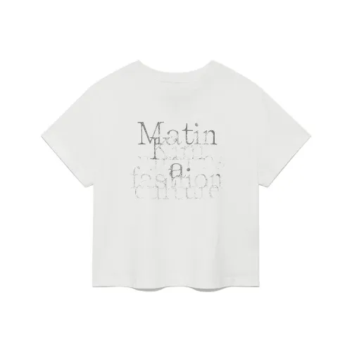 (W) 마뗑킴 더스티 타이포 그래픽 크롭 탑 화이트