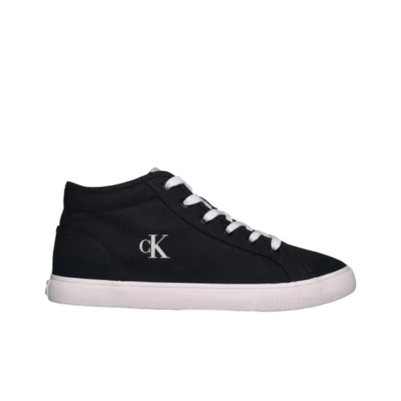 CKJ CALVIN KLEIN JEANS Mid Top Canvas Shoes Men's Black-1