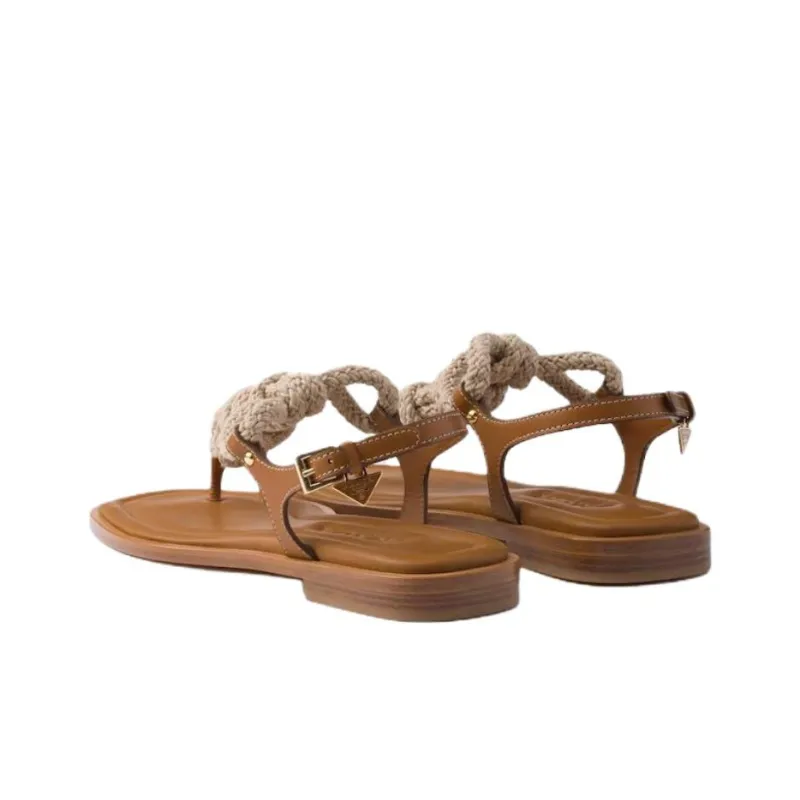 PRADA One Strap Sandals Women's Brown-3
