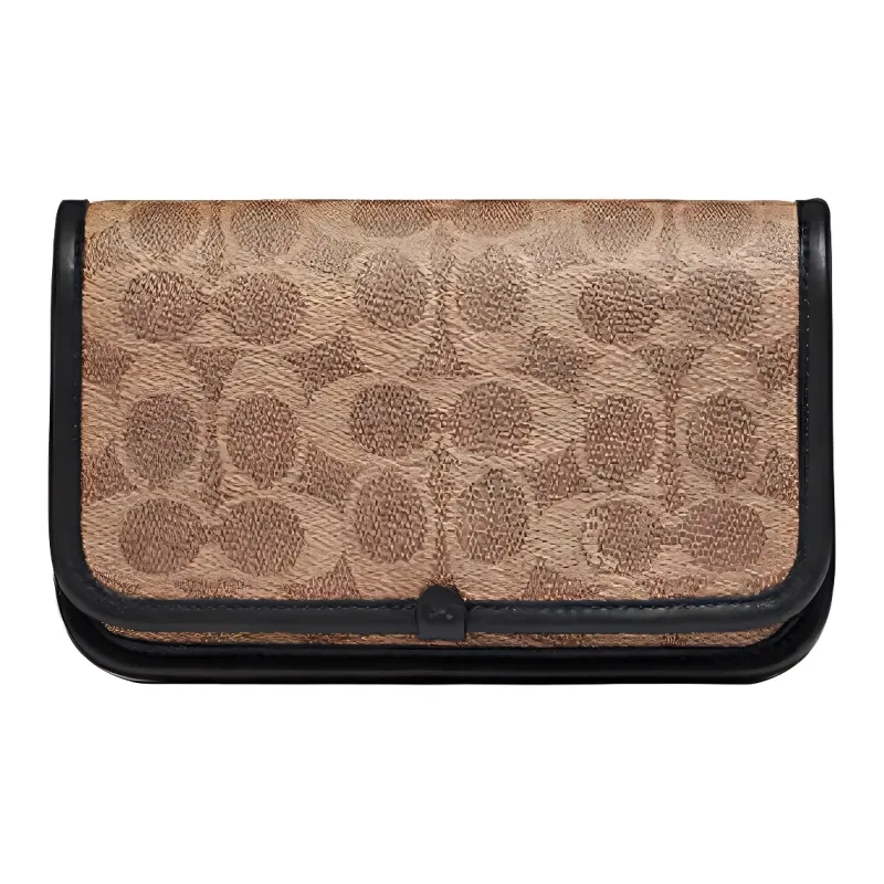 COACH Charter Canvas Calfskin Mobile Phone Crossbody Bag Small Size Men's Umber-0