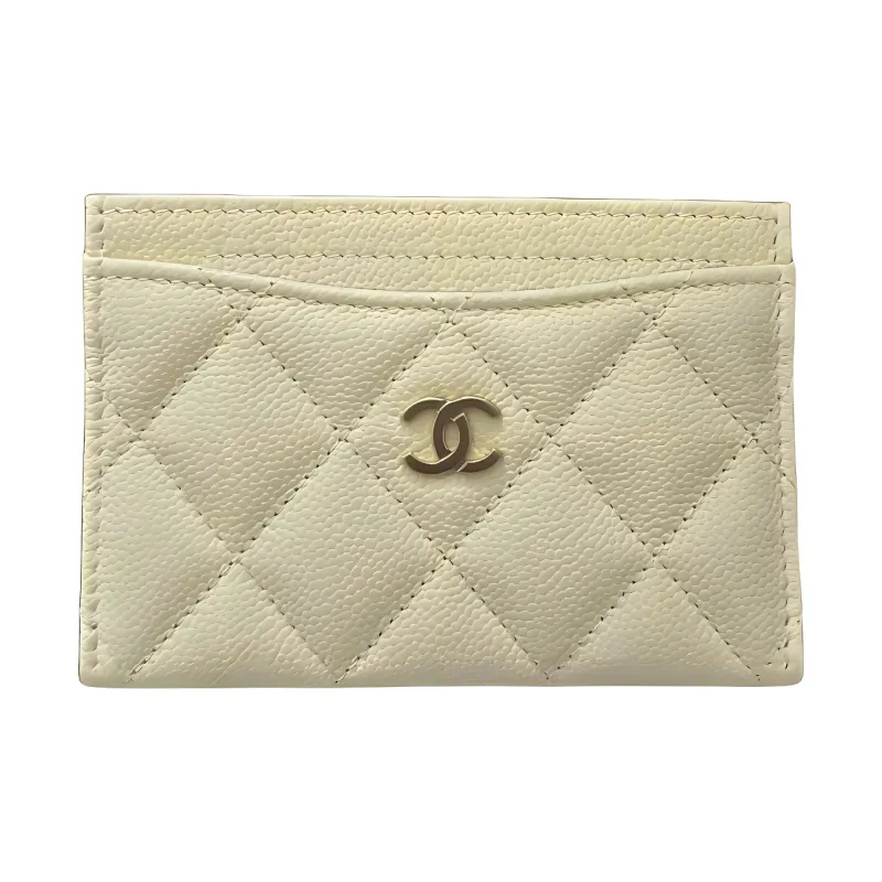 CHANEL Calfskin Card Holder Women's Yellow-0
