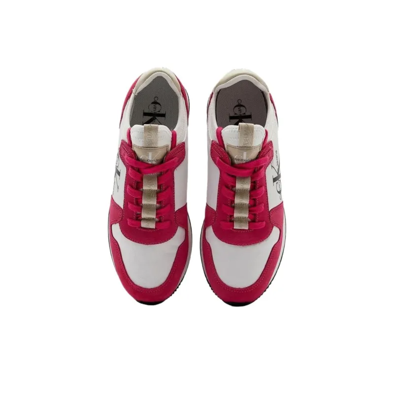 CKJ CALVIN KLEIN JEANS Runner Low Top Casual Shoes Women's White & Pink-3