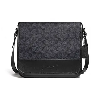 COACH Gotham Canvas With Calfskin Messenger Bag, Shoulder Bag, Crossbody Bag Medium Size Men's Charcoal Black