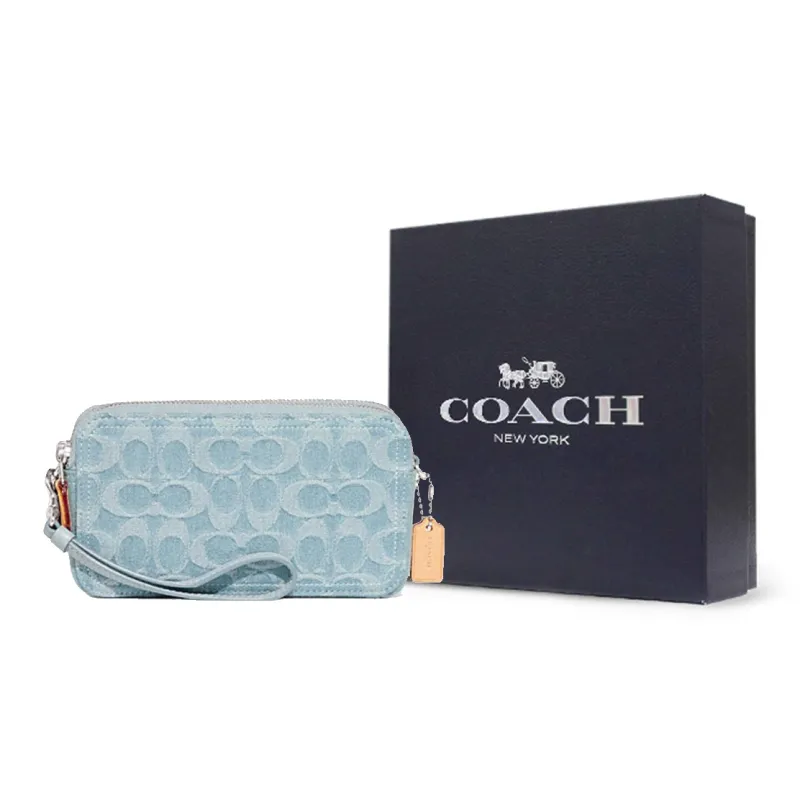 COACH Kira Fabric Camera Bag Handheld Shoulder Bag Crossbody Bag Small Size Women's Blue-11