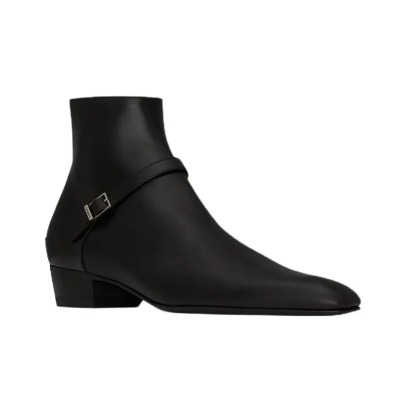 SAINT LAURENT AUGUSTIN Ankle Boots 3cm Men's Black-2