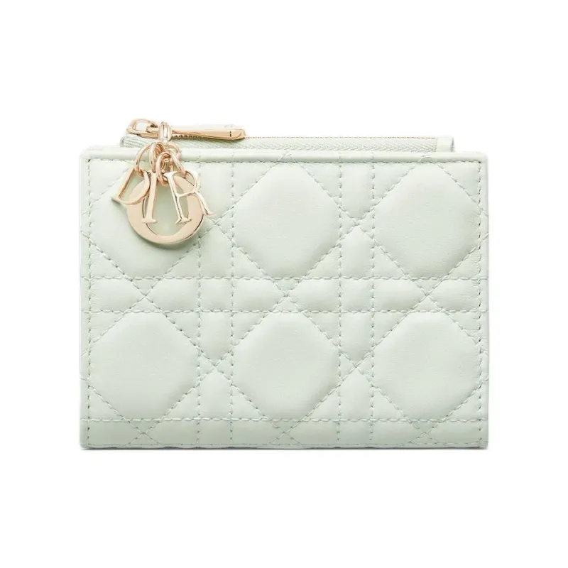 DIOR Lady DiorDahlia Sheepskin Wallet Women's Light Green-0
