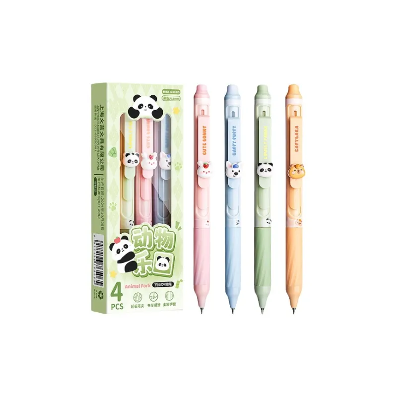 Mr.Paper Press To Wipe Black Quick Dry Cute Buttons Design Ballpoint Pen-4