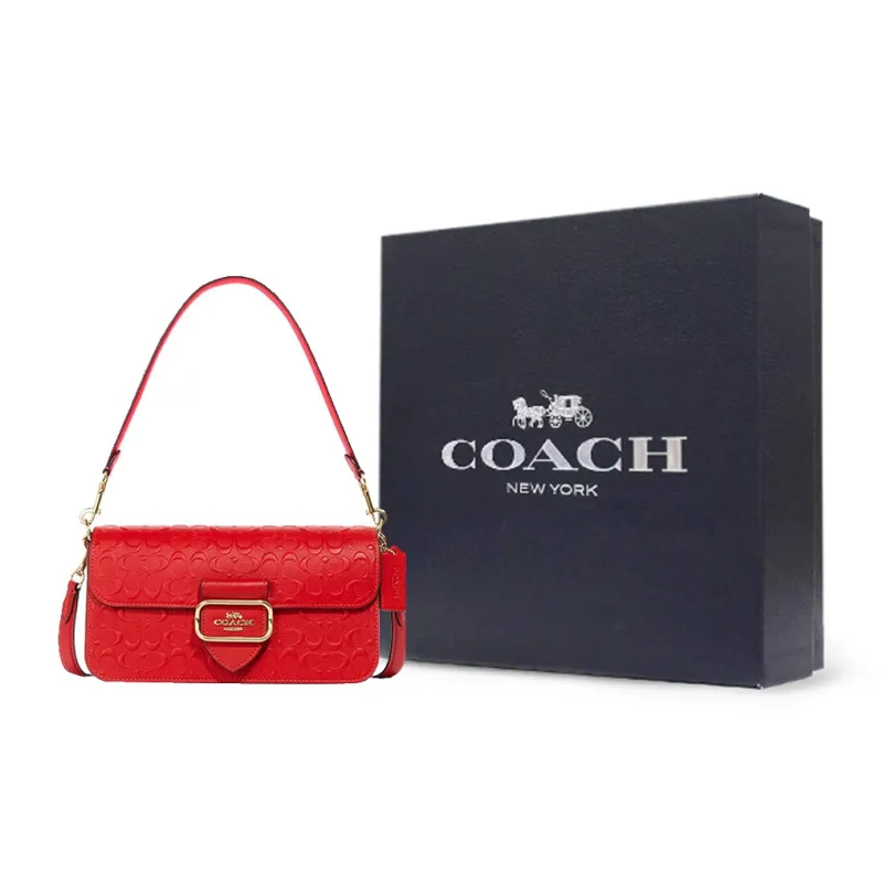 COACH Morgan Leather With Suede With Calfskin Shoulder Bag, Portable Crossbody Bag Women's Red-10