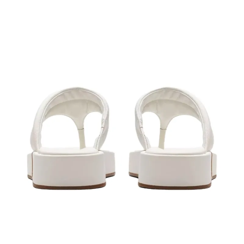 Clarks Rubber Sole Abrasion Resistant Flip Flops Women's Ecru-4