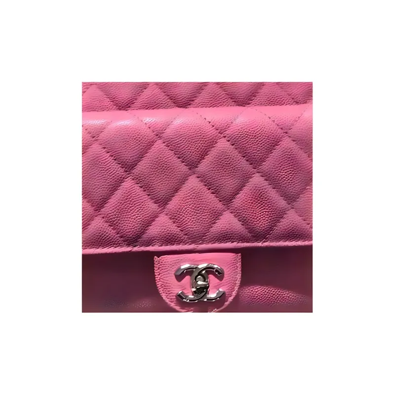 CHANEL Grain Embossed Litchi Grain Cow Leather Camera Bag, Shoulder Bag, Crossbody Bag Women's Peach Pink-4