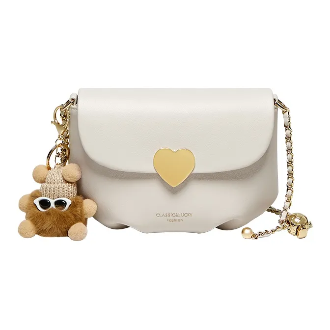 Narandu Cow Leather Crossbody Bag, Cloud Bag, Chain Bag, Shoulder Bag Trumpets Women's Milkshake White-0