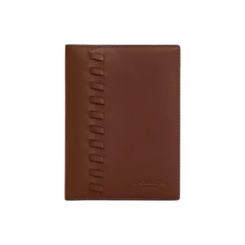 COACH Cow Leather Card Holder Passport Holder Mini Men's Bronze With Saddle