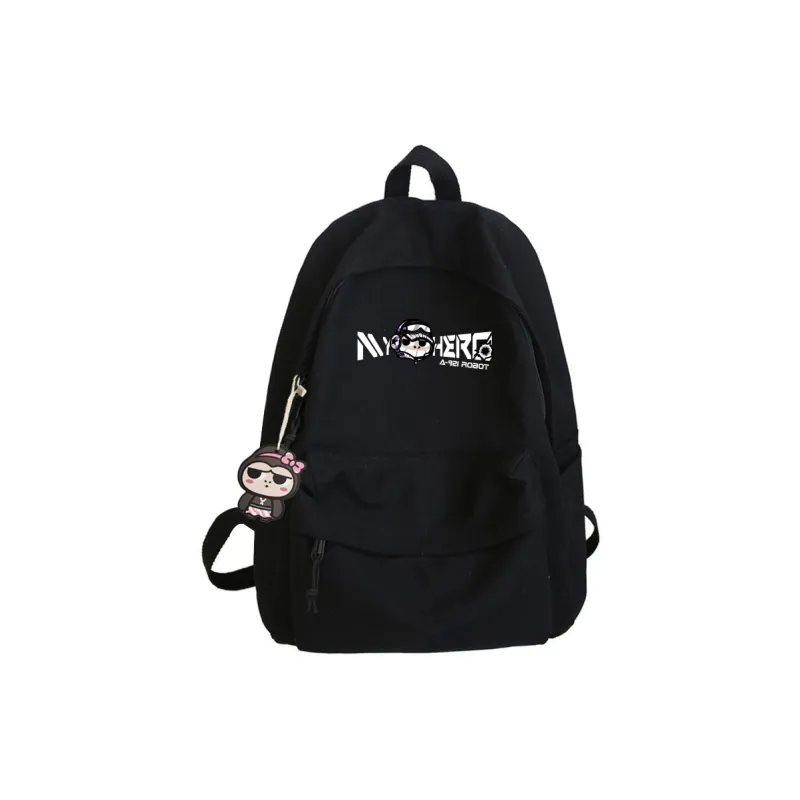 ADOONGA Canvas Backpack Unisex White/Black-7