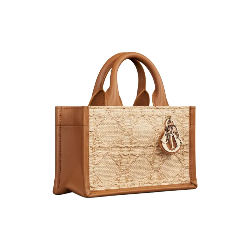 DIOR Book Tote Cow Leather Shoulder Bag, Crossbody Bag, Handbag Mini Women's Brown & Beige-1
