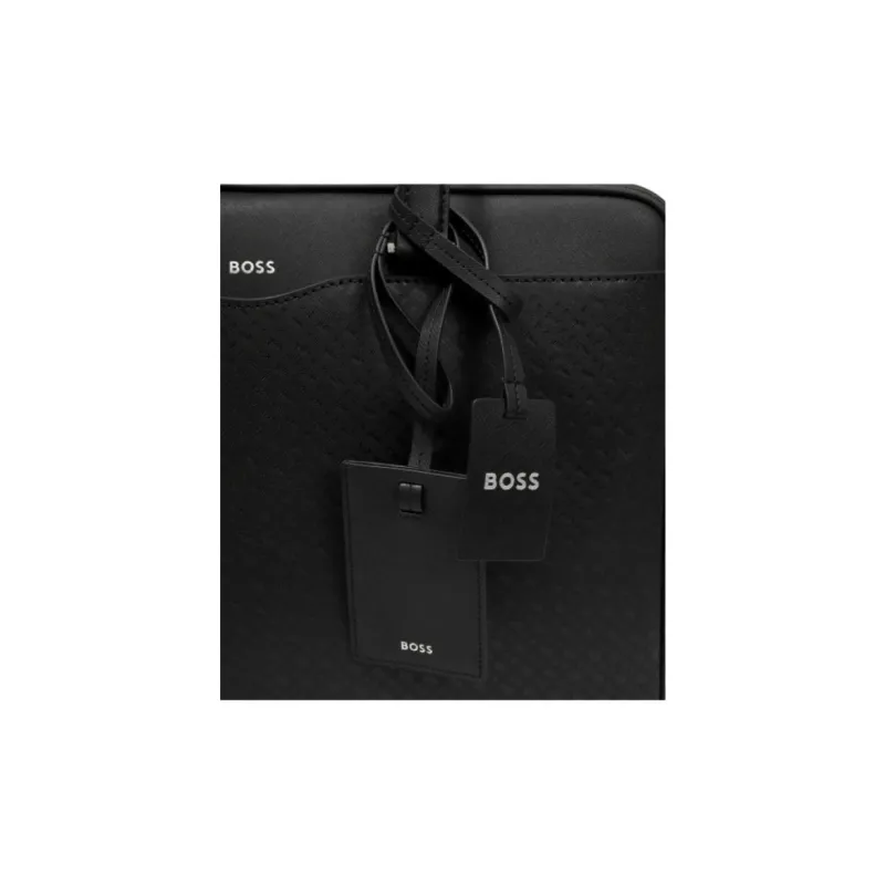 HUGO BOSS Leather Briefcase Men's Black-4