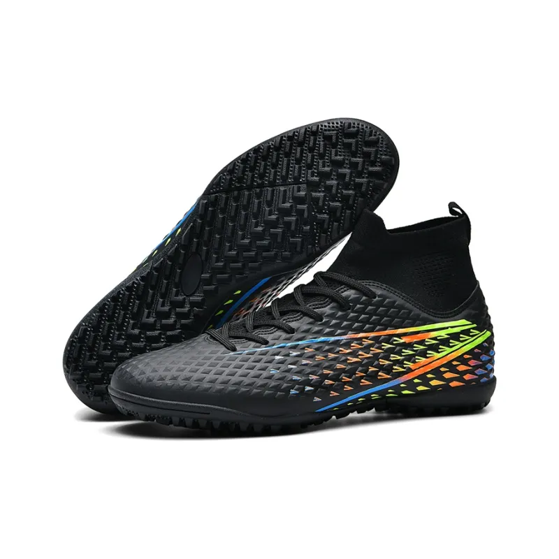 Kuding Soccer Shoes Unisex High Top Black/White/Aqua-27