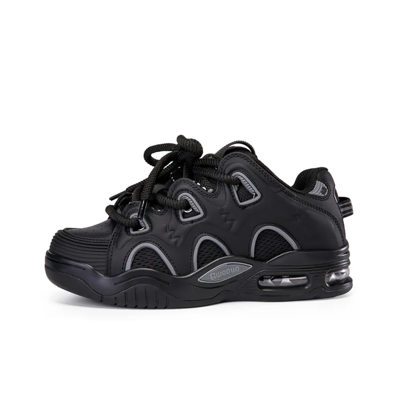 GWODUO Slip Resistant Cushioning Height Increasing Low Top Puffy Skateboard Shoes Unisex-0