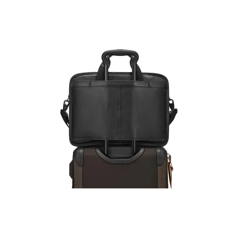 TUMI Cow Leather One Shoulder Crossbody Portable Briefcase Medium Size Men's Black-2