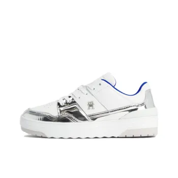 Tommy Hilfiger Trainers Abrasion Resistant Breathable Low Top Basketball Shoes Women's White Silver