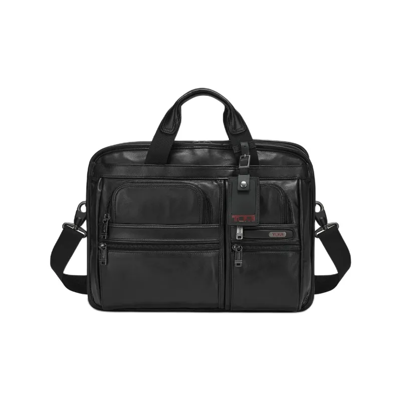 TUMI Cow Leather One Shoulder Crossbody Portable Briefcase Medium Size Men's Black-0
