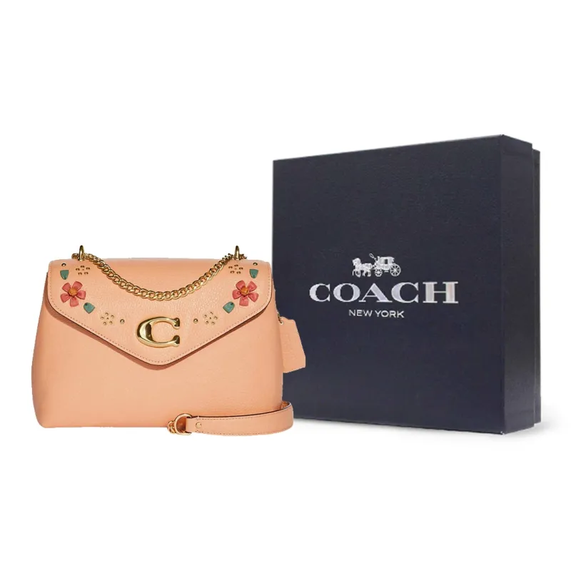 COACH Tammie Pebbled Leather With Nappa Leather Shoulder Bag Crossbody Bag Large Size Women's Nude Pink-8