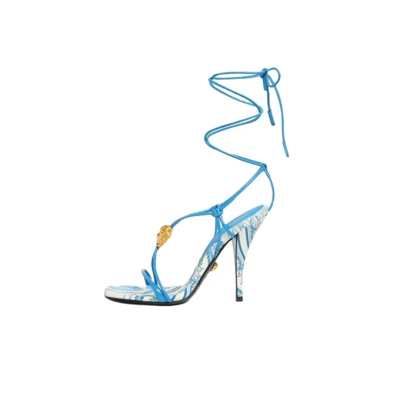 VERSACE Barocco La Medusa One Strap Sandals 11.5cm Women's Blue-0