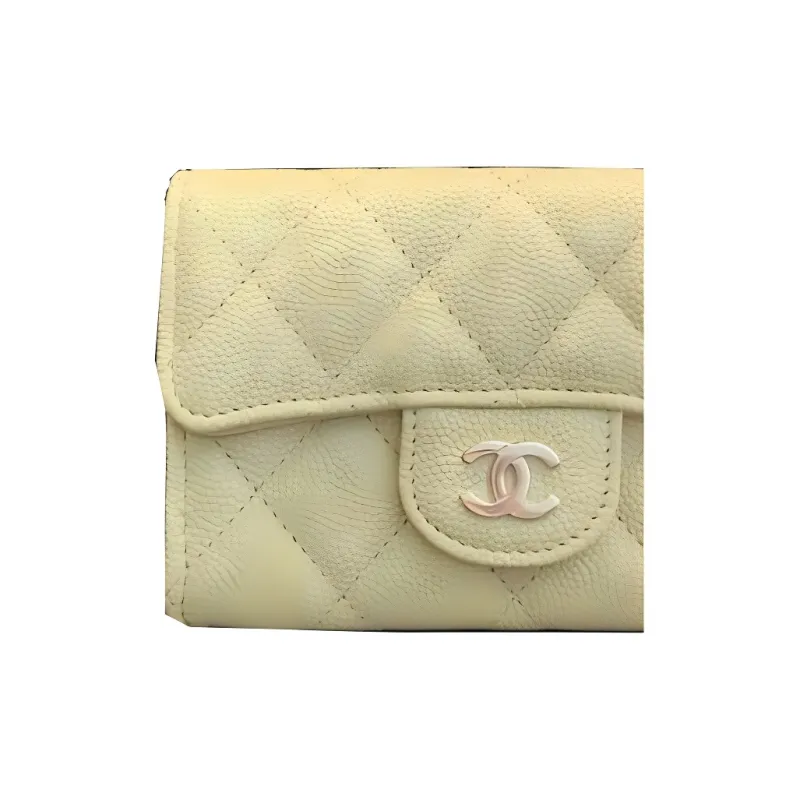 CHANEL Calfskin Card Holder Trumpets Women's Yellow-2