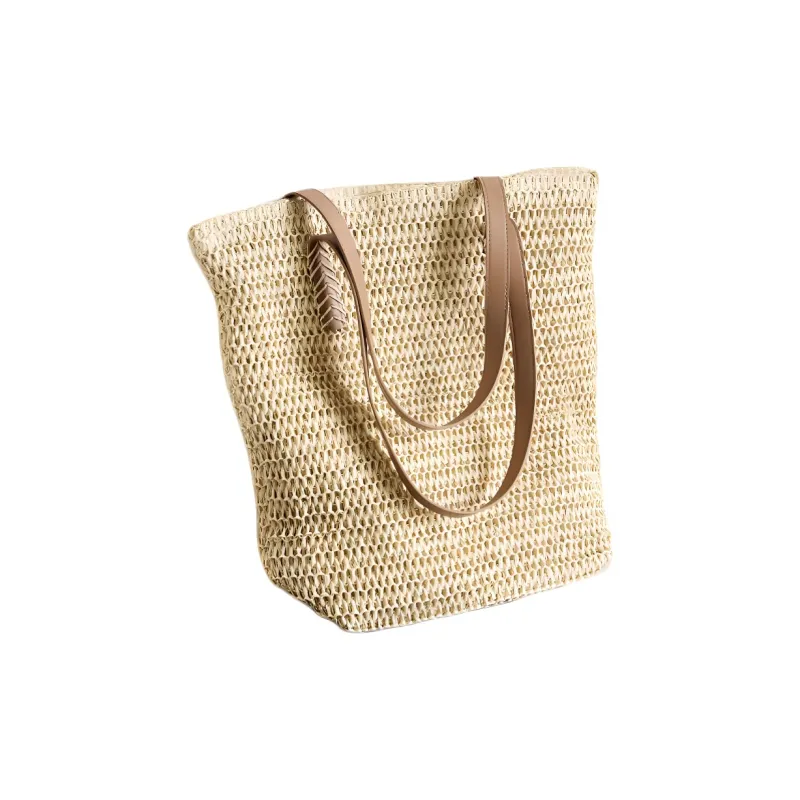 15 MINS Fabric, Synthetic Leather Tote Schooling Bag, Shopping Bag, Tote Bag, Shoulder Bag Regular Women's Ecru/Khaki-2