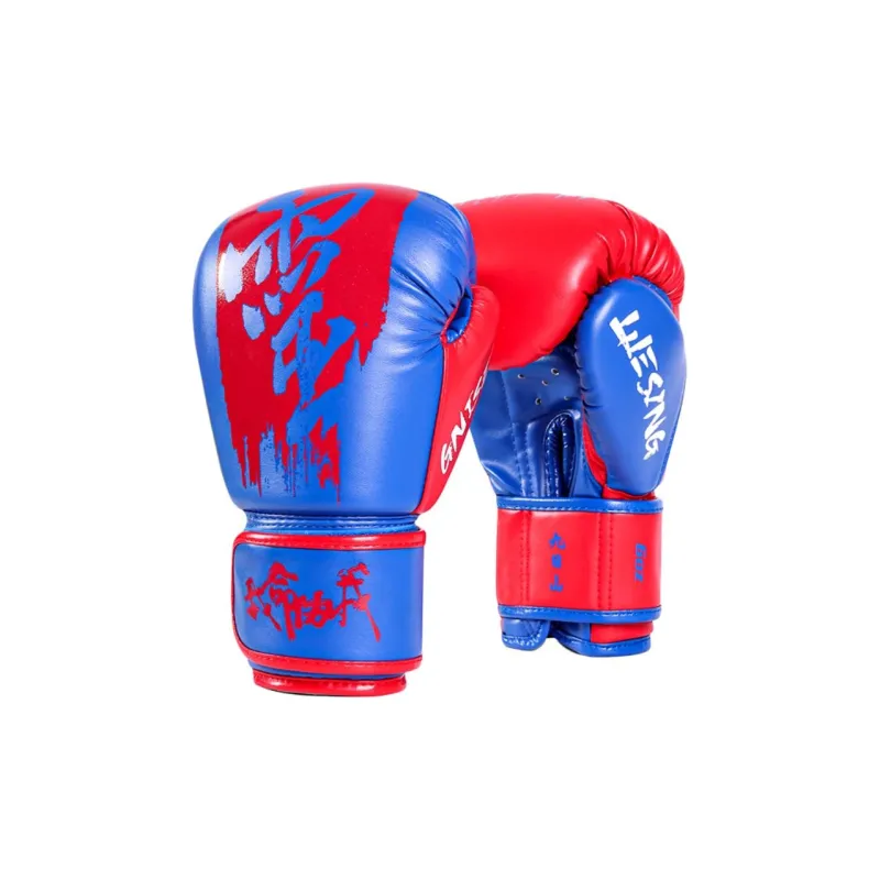 WESING Boxing Gloves Leather, Polyurethane Boxing, Sanda, Kickboxing, Muay Thai Kids' Red Blue-4