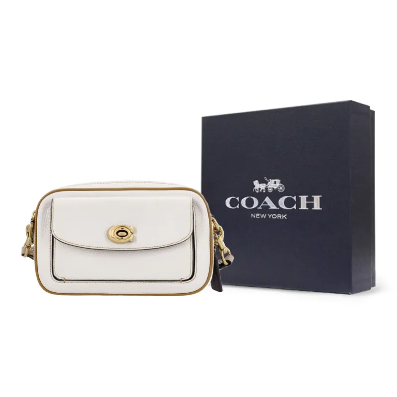 COACH Willow Leather Camera Bag, Shoulder Bag, Crossbody Bag Small Size Women's White-11