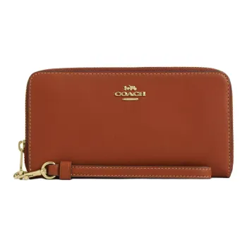 COACH Grain Leather Wallet Trumpets Women's Brown