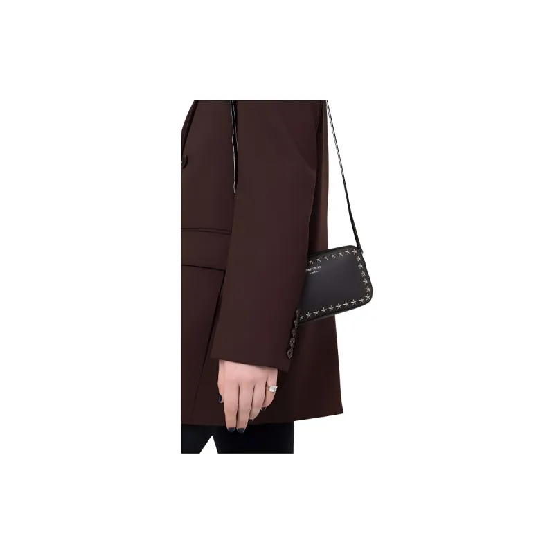 Jimmy Choo Cowhide Leather Shoulder Bag Women's Black-3