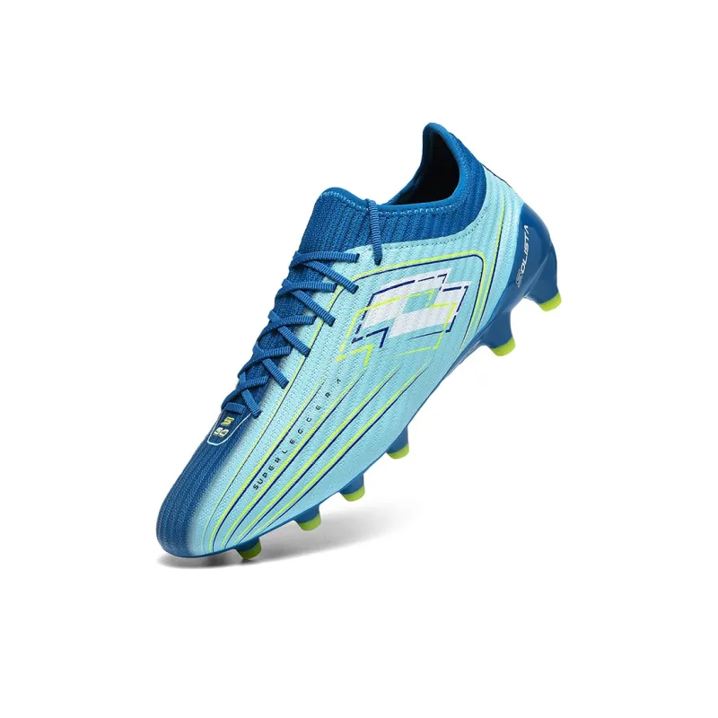 LOTTO FG Rubber Long Studs Natural Ground Cushioned Slip Resistant Abrasion Resistant Soccer Shoes Men's Blue-1