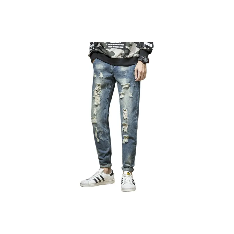 GOODHENLCE Jeans Unisex Vintage Blue Casual-0