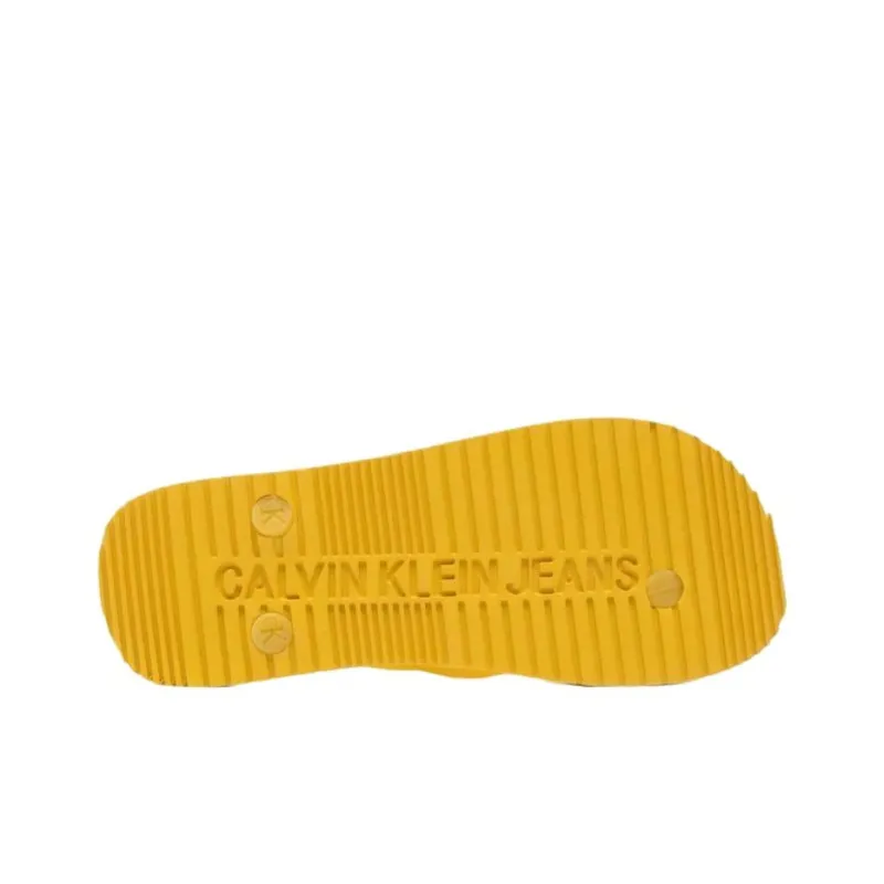 CKJ CALVIN KLEIN JEANS Abrasion Resistant Flip Flops Women's Yellow-6