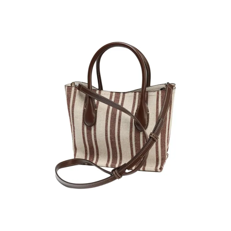 ZARA Jute With Cotton Shoulder Bag, Crossbody Bag, Handbag Women's Brown & Beige-1
