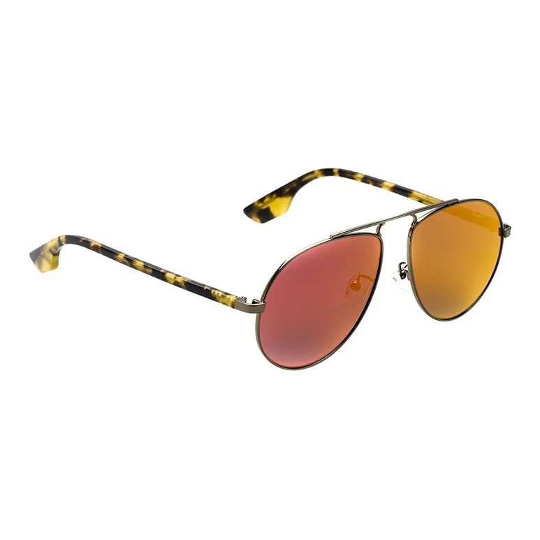 McQ Alexander McQueen Metal Aviator Sunglasses Unisex Yellow-0