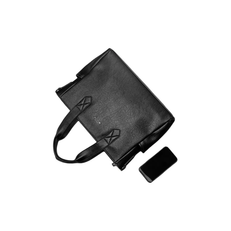 COW Leather Briefcase, Handbag Tubas Men's Black-2